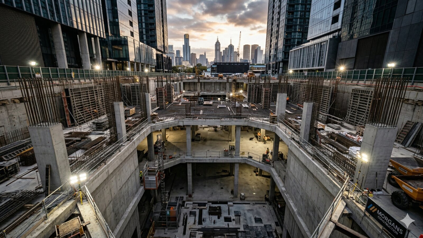 Three-level commercial basement under construction in Southbank