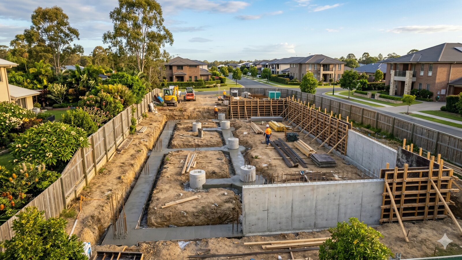 Reinforced concrete foundation and retaining walls at a residential site in Toorak