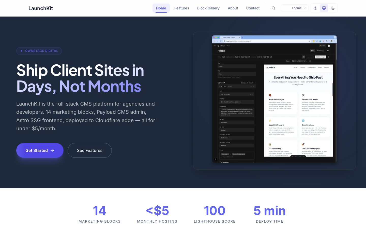 LaunchKit CMS platform documentation and feature overview